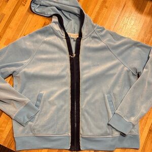 Izod Vintage Velour Light Blue Full-Zip Hoodie